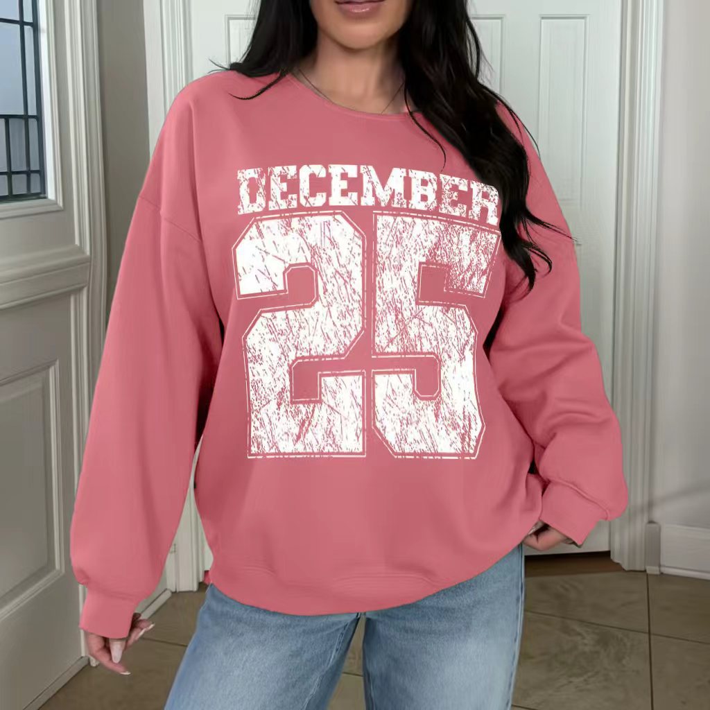 Alphanumeric-print Crewneck Long-sleeve Sweatshirt For Women
