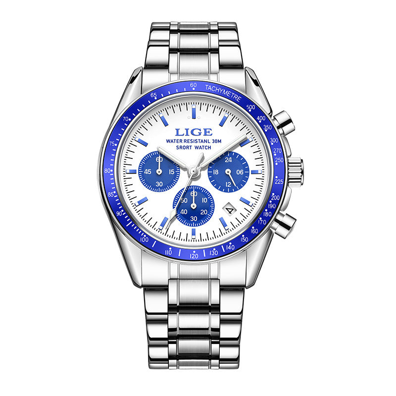 Mens Multifunctional Waterproof Calendar Luminous Quartz Watch