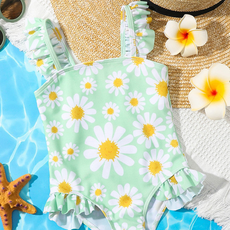 Girl's One-piece Swimming Suit Flower Print Cartoon