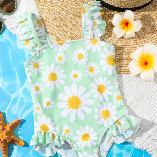 Girl's One-piece Swimming Suit Flower Print Cartoon