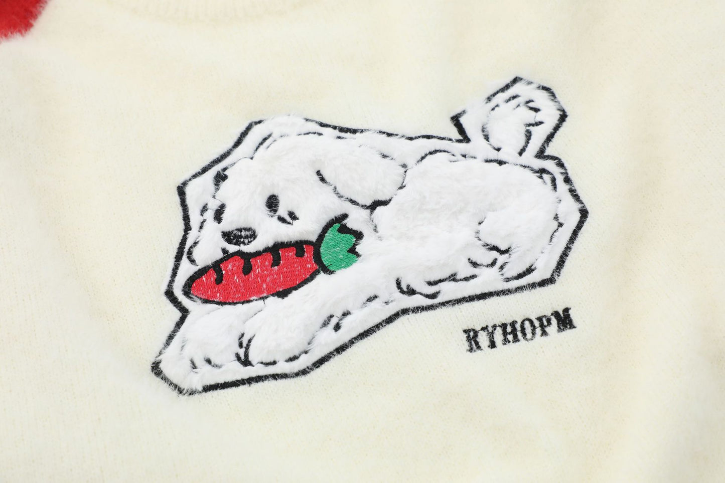 Sweet Cute Jacquard Furry Color-block Crew Neck Sweater