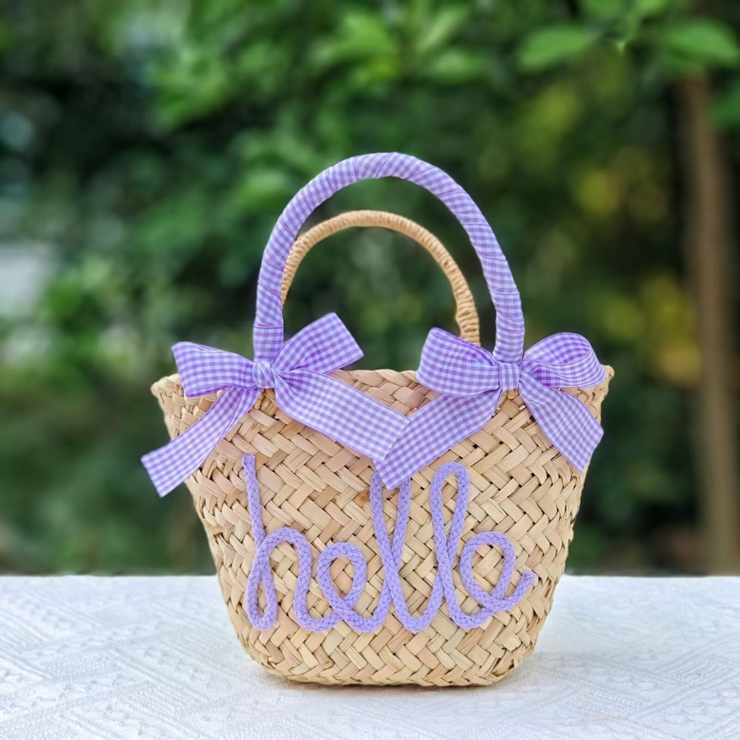 Customized Letter Woven Candy Colored Handbag