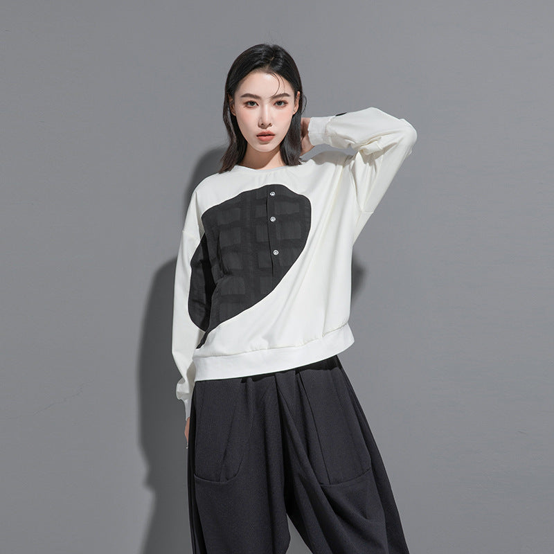 Splicing Semicircle Dark Series Loose-fitting Slim-fit Pullover