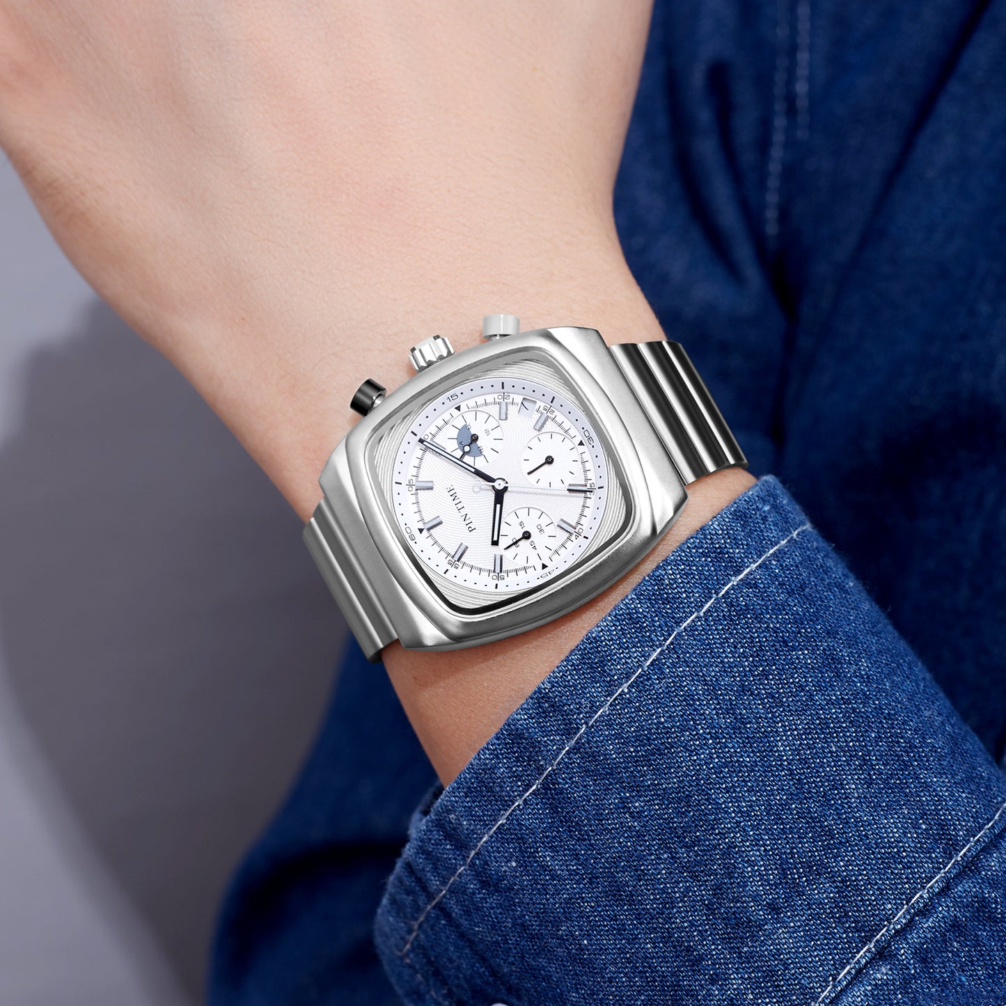 Mens Square Watch Multifunctional Six-hand Quartz Timepiece