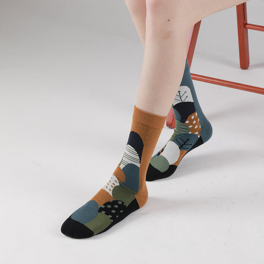 Houndstooth Pure Cotton Mid-calf Length Socks