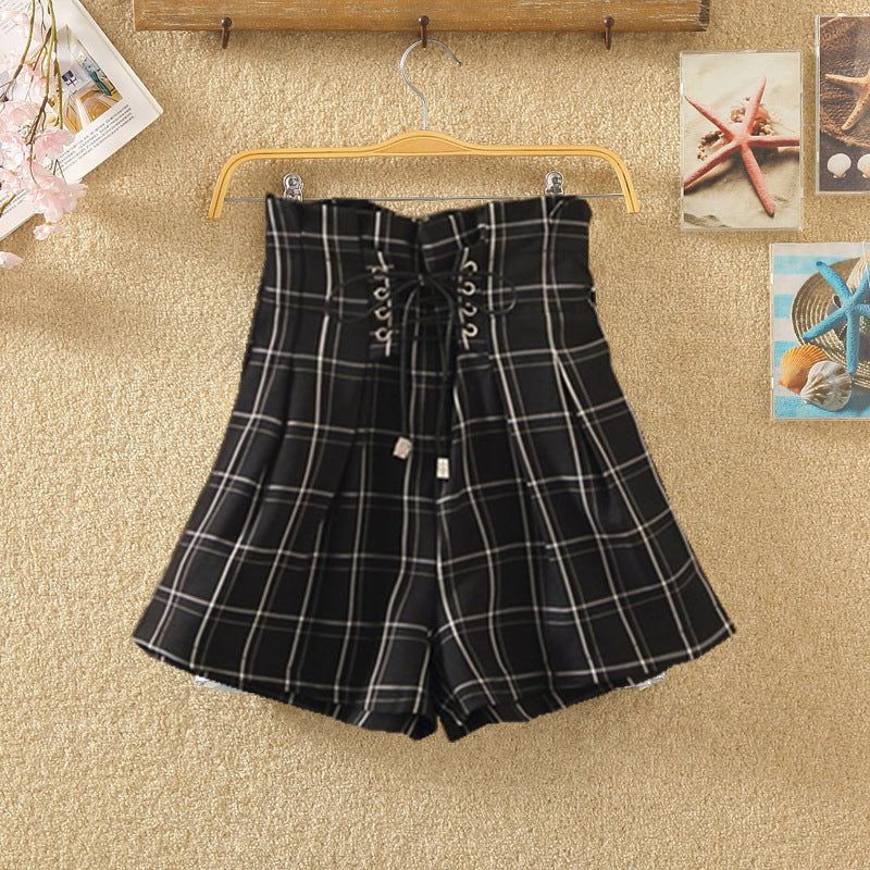 Strap Elastic Waist Casual Shorts Large Size Loose High Waist