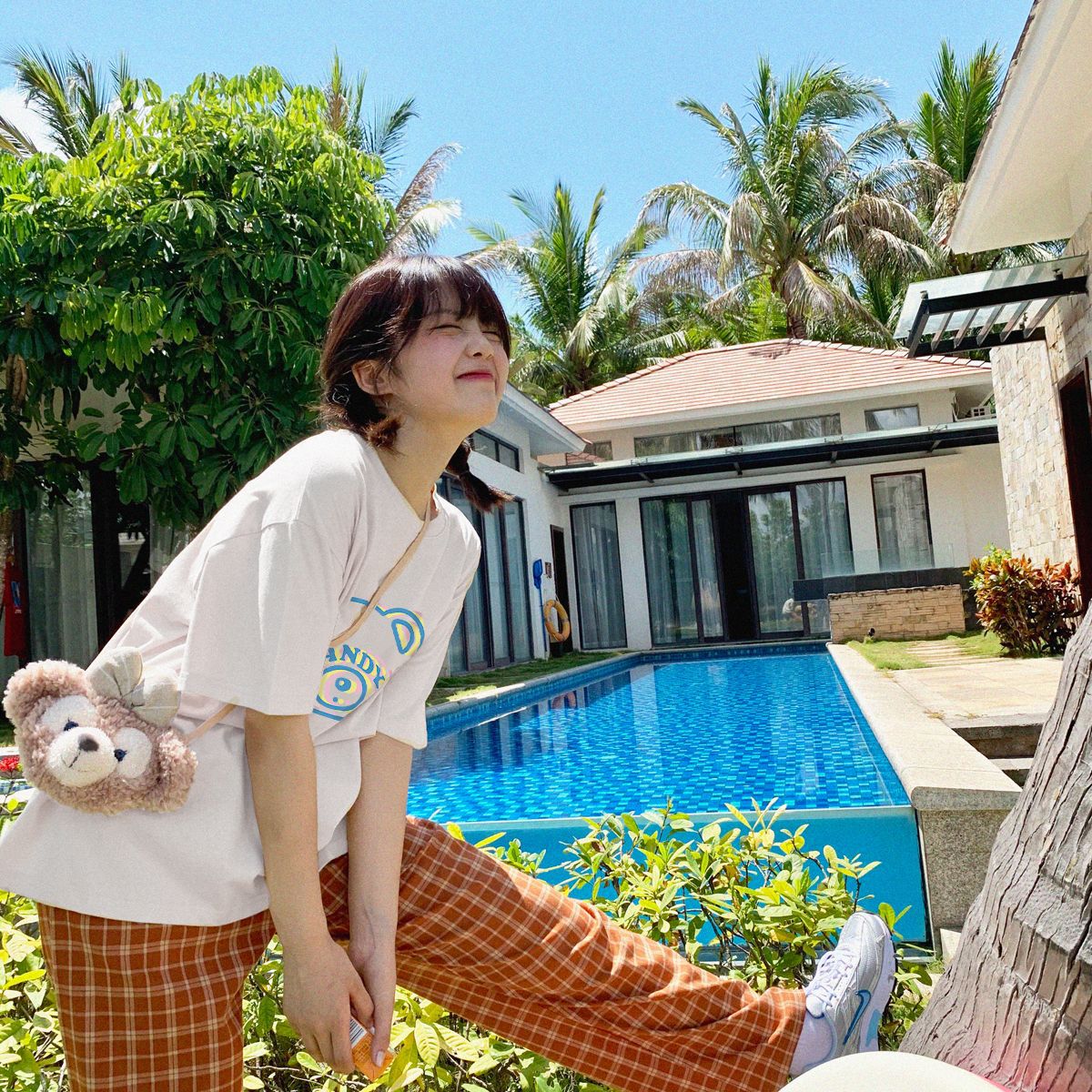 Dizzy Bear Japanese-Style Printed Loose-Fit Versatile Casual Crew-Neck Short-Sleeve T-Shirt For Women