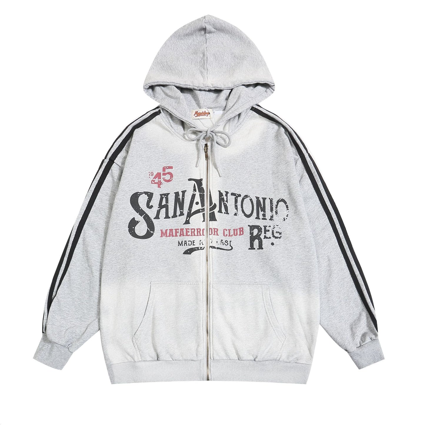 Retro Three-bar Contrast Color Raglan Hooded Sweater For Men