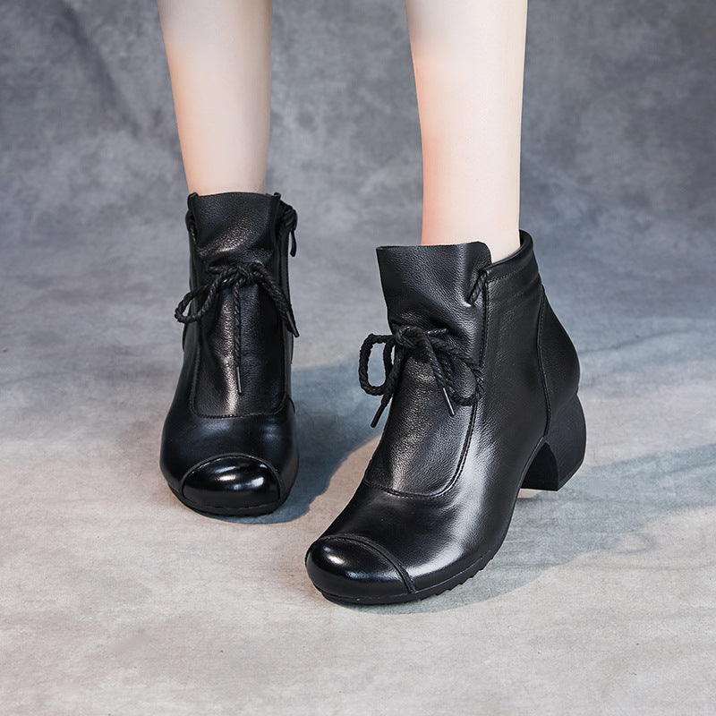Women's Fashion Vintage Side Zip Mid Heel Booties