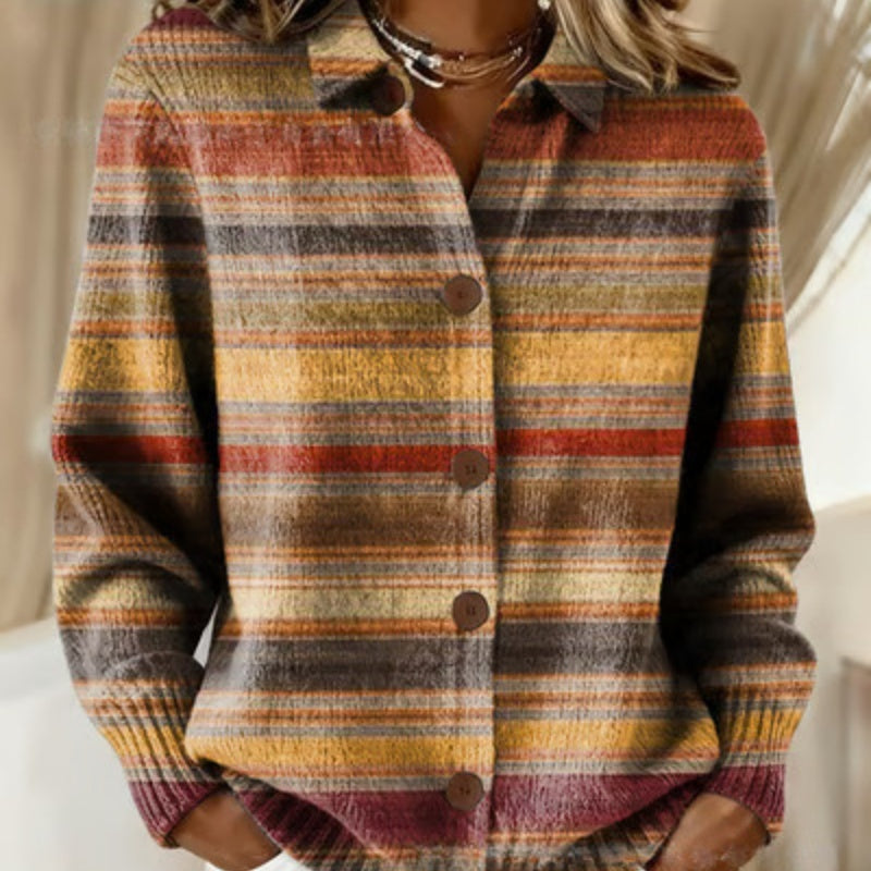 Black-button Chunky-knit Cardigan Versatile And Loose-fitting Womens Sweater