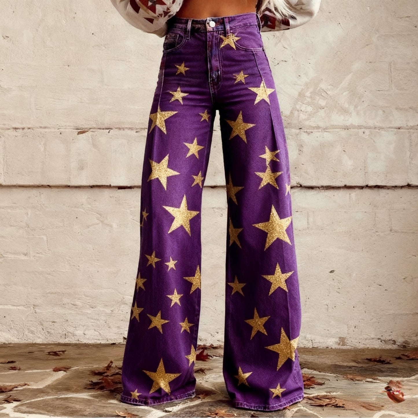 Plus-size Casual Versatile Wide-leg Pants For Women Faux Fabric