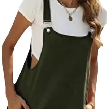 Cotton And Linen Casual Four Seasons Bib Suspender One-piece Shorts