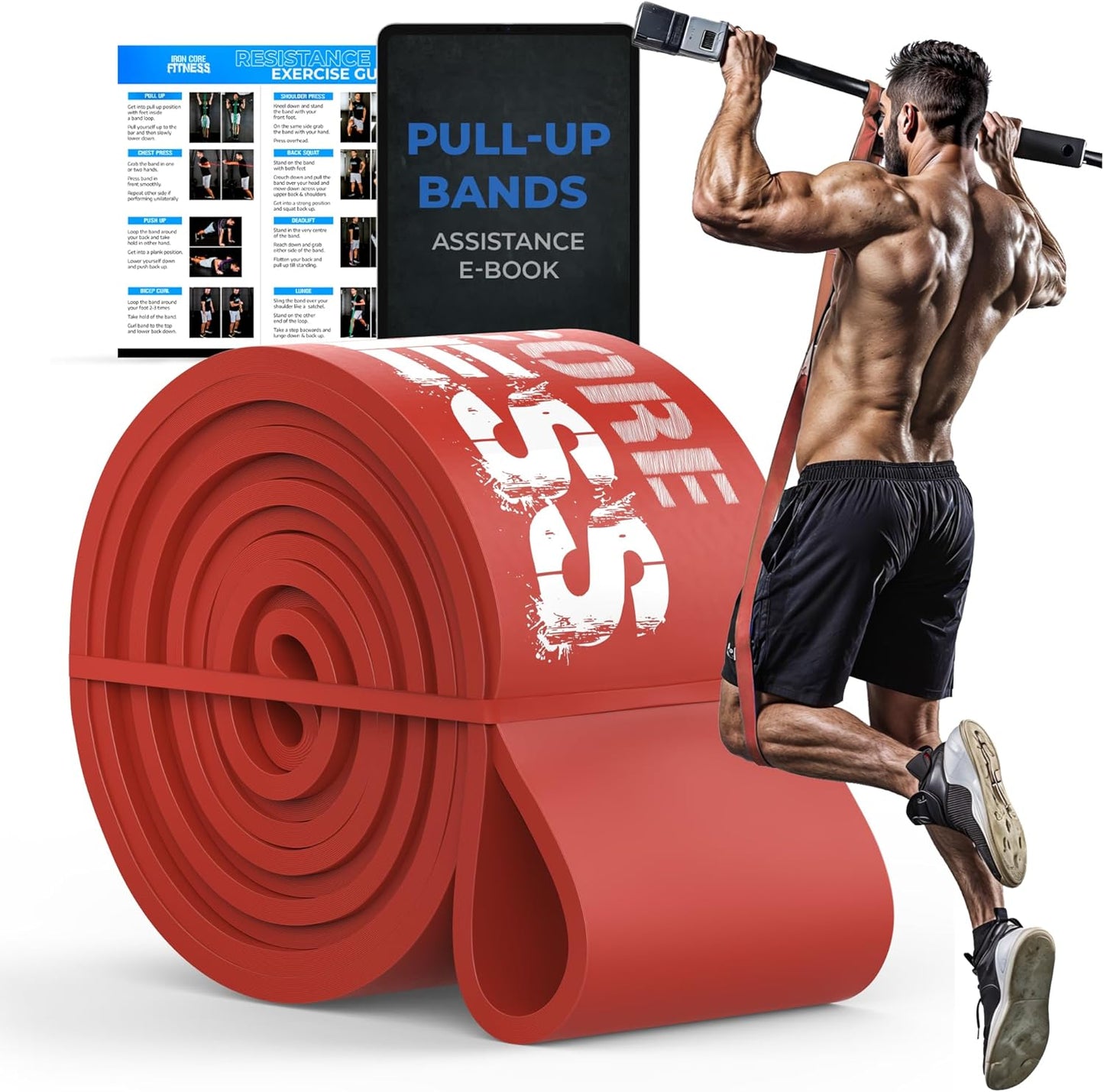 Pull up Assistance Resistance Bands - Long Loop Power Bands for Men and Women - Strength Power Flexibility Training at Home & Gym - Ebooks & Workout Chart Included by