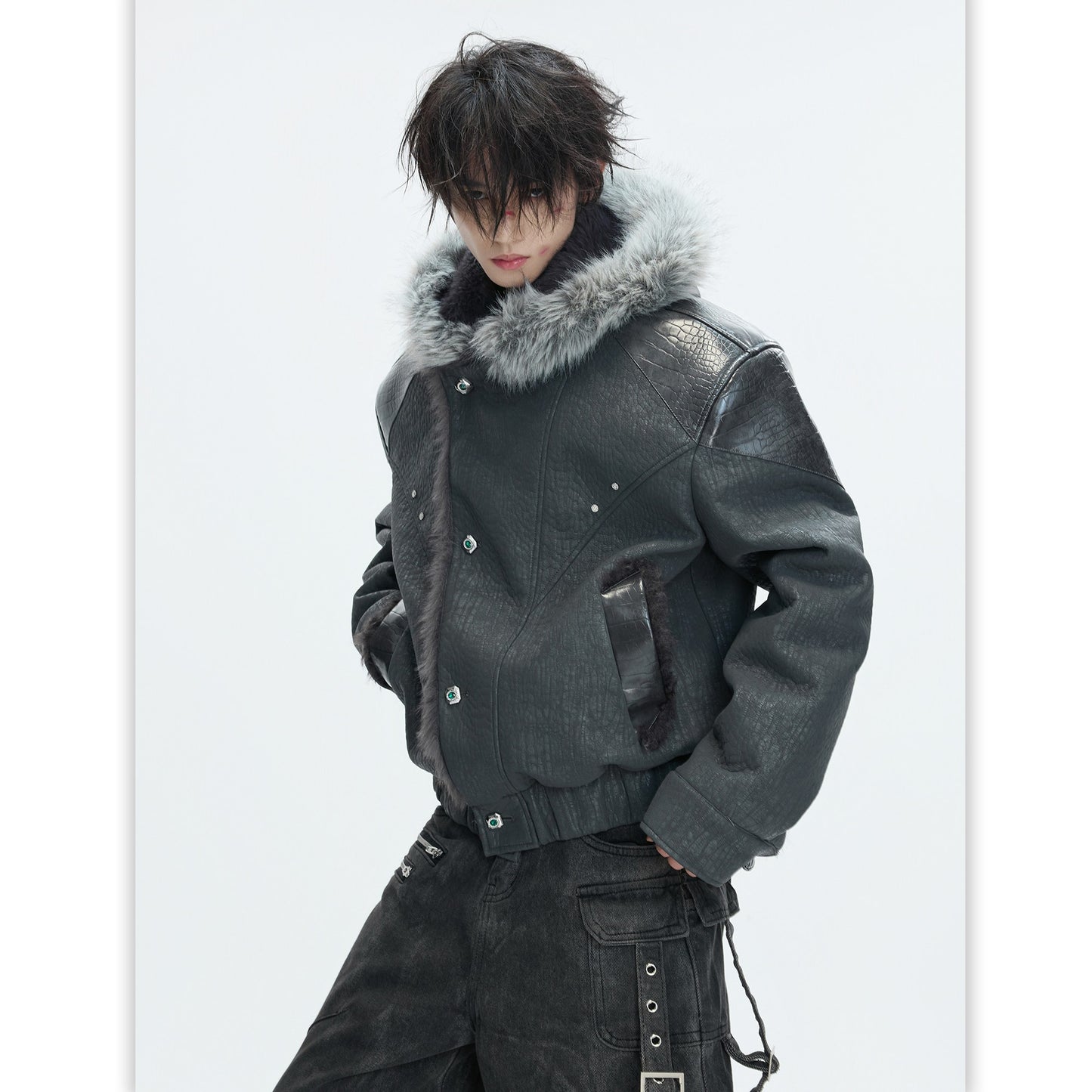 Thickened Mens Hooded Jacket Reversible