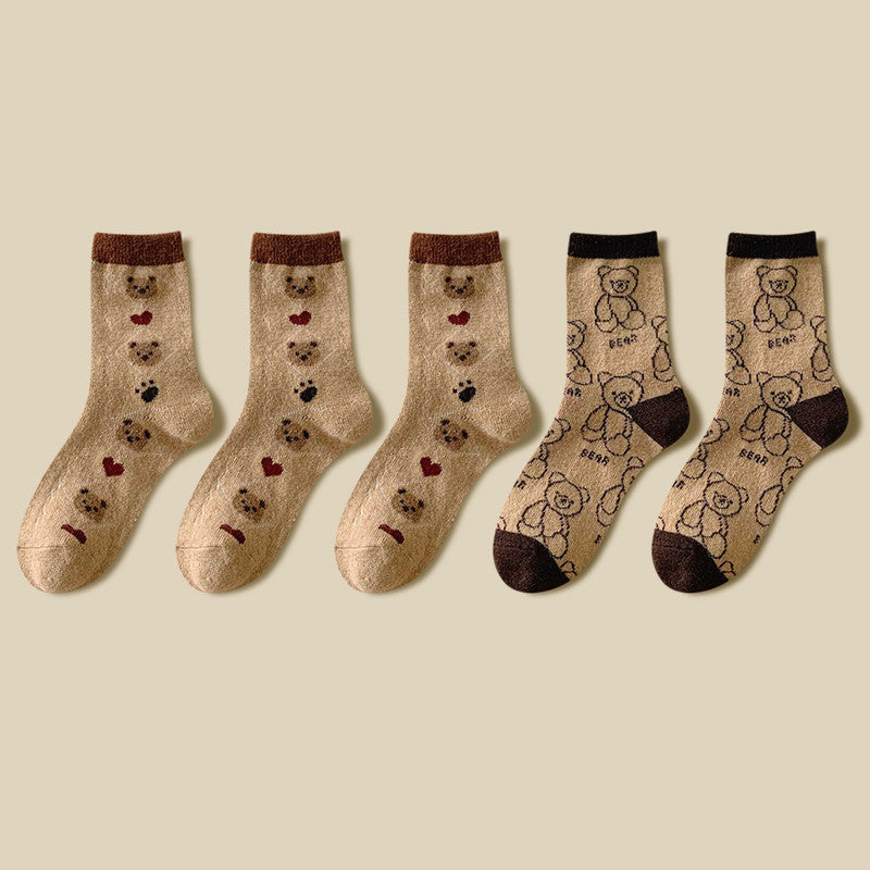 Thick Socks Women's Pure Cotton Tide Medium Tube Cute Plus Velvet