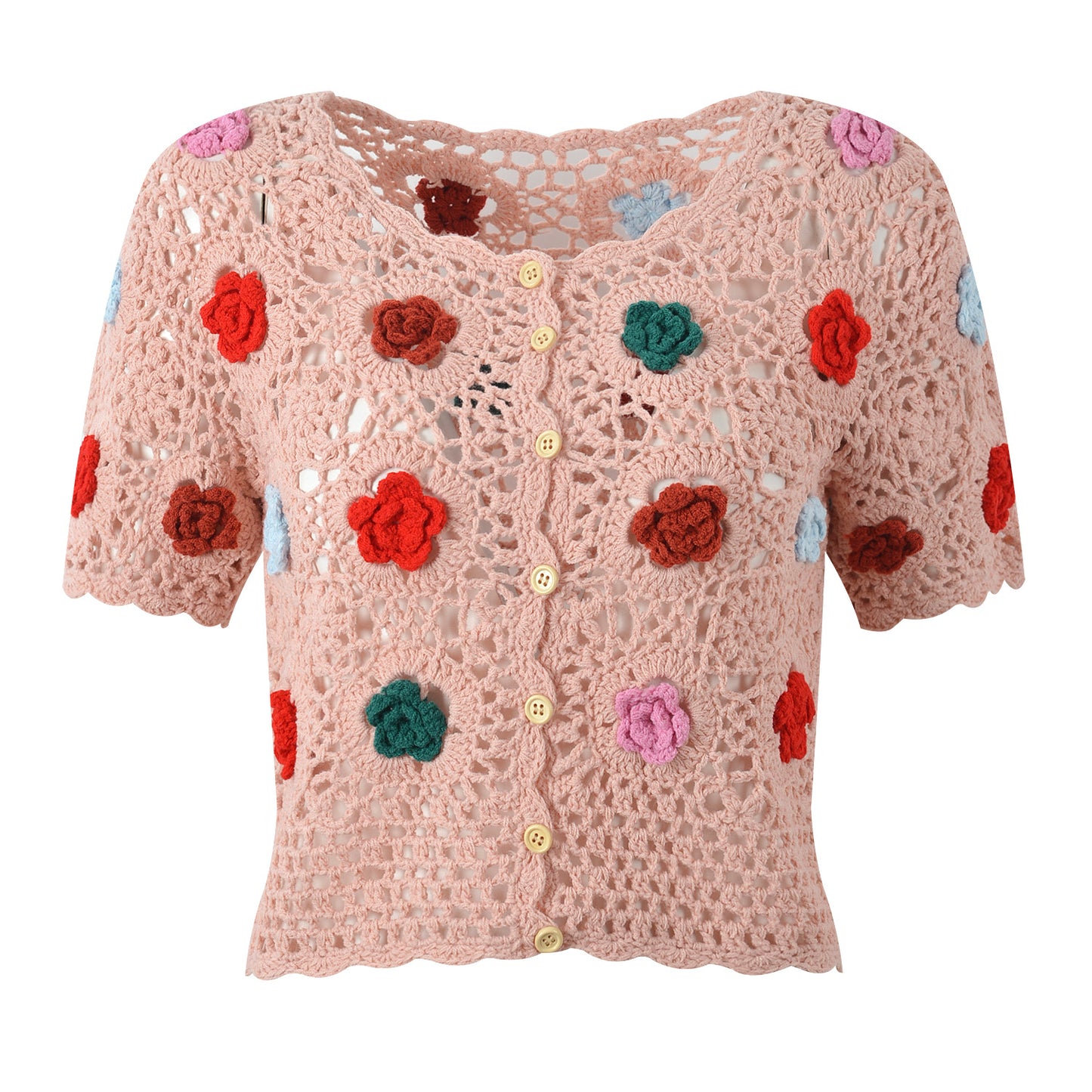 Handmade Color Crocheted Knitted Cardigan