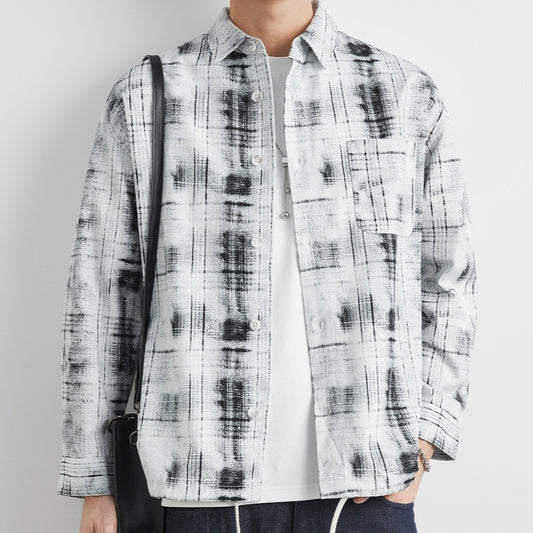 Design Sense Pure Cotton Casual Cardigan Coat Retro Plaid Shirt