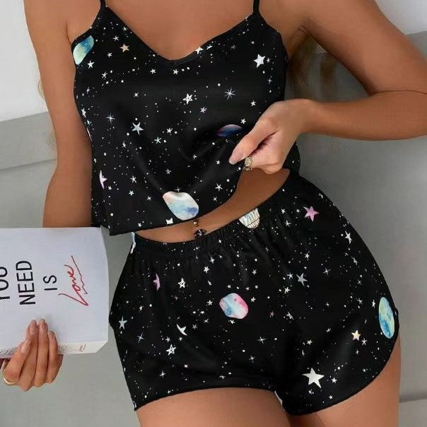 Leopard Print Camisole Pajama Set For Women