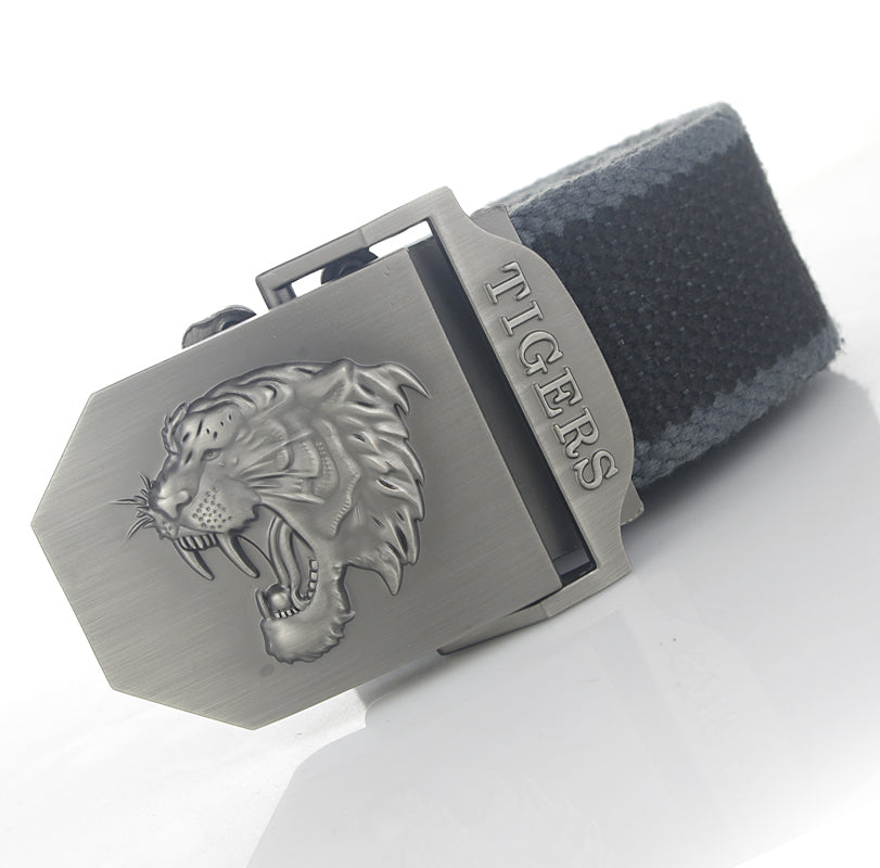 Men's Casual Tiger Head Automatic Buckle Canvas Belt