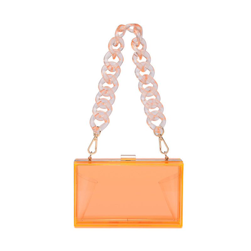 Transparent One-shoulder Messenger Mini Square Bag  Acrylic