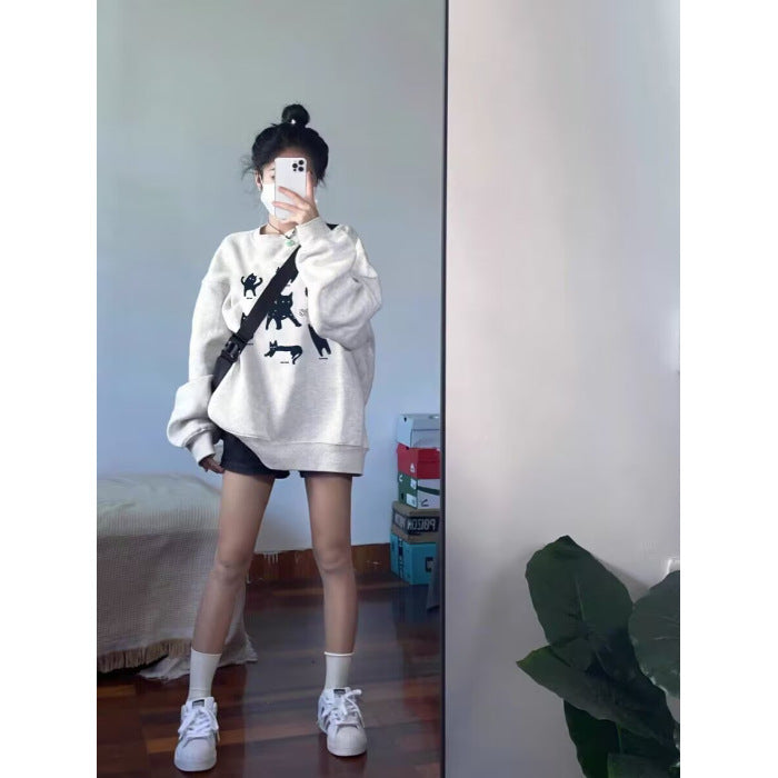 Round Neck All-matching Sweater Loose Long Sleeve Thin Top