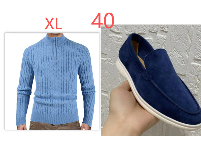 Men's Zipper High Collar Pullover Sweater