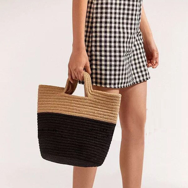 European And American Fashion Color Matching Straw Bag