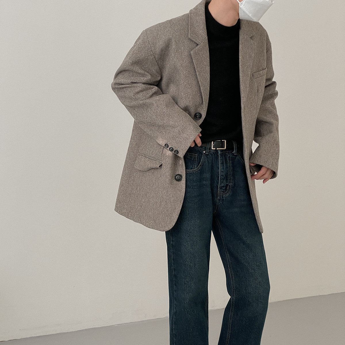Vintage Hong Kong Style Single Breasted Suit Jacket For Men