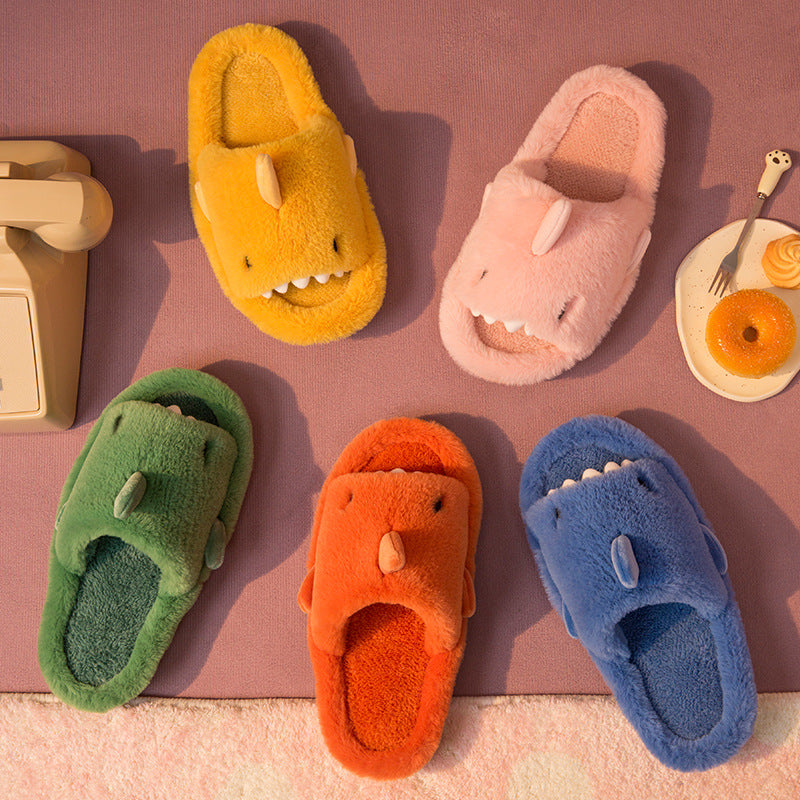 Men's And Women's Autumn And Winter Shark Cotton Slippers Non-slip Warm