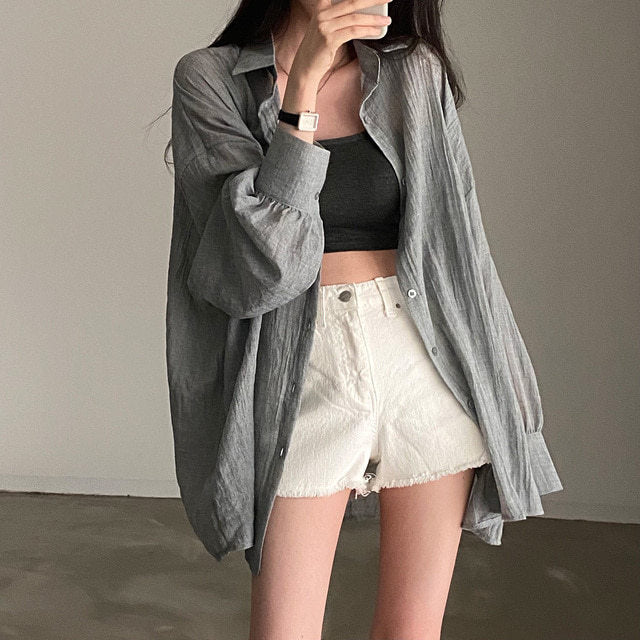Loose Casual Laid-back Style Sun Protection Shirt For Air Conditioned Rooms