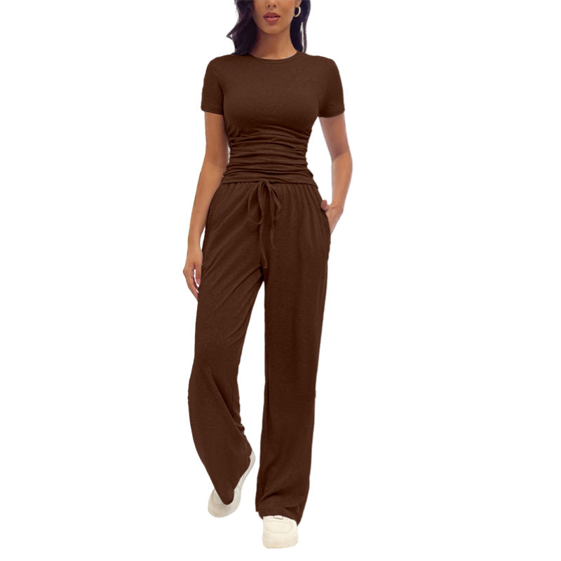 Women's Fashion Casual Pleated Short-Sleeve Set