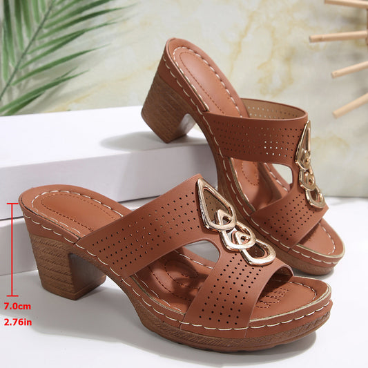 Wedge Platform Slippers Women's Shoes Chunky Heel Platform Fish Mouth I-shaped