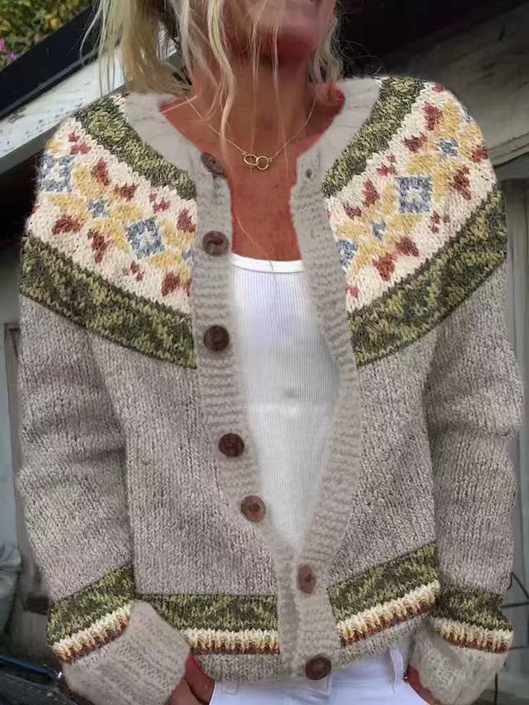 Cardigan Color-blocked Loose-fitting Fashionable Knitwear