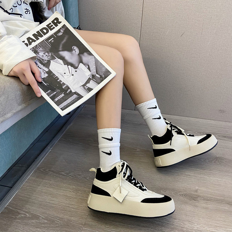 Casual Women's Thick Sole Retro Sports White Shoes