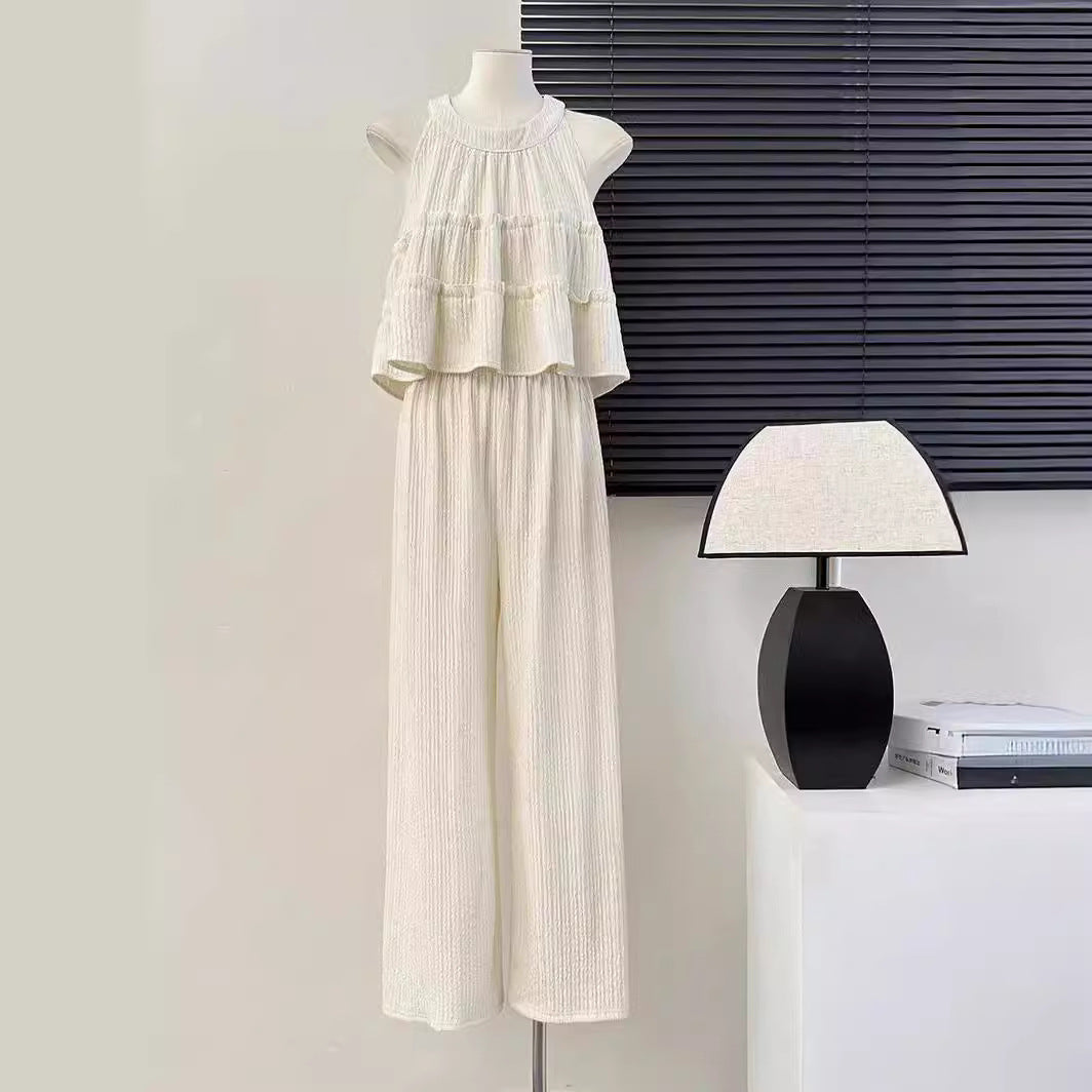Women's Loose-Fit Casual Straight-Leg Pants Two-Piece Set
