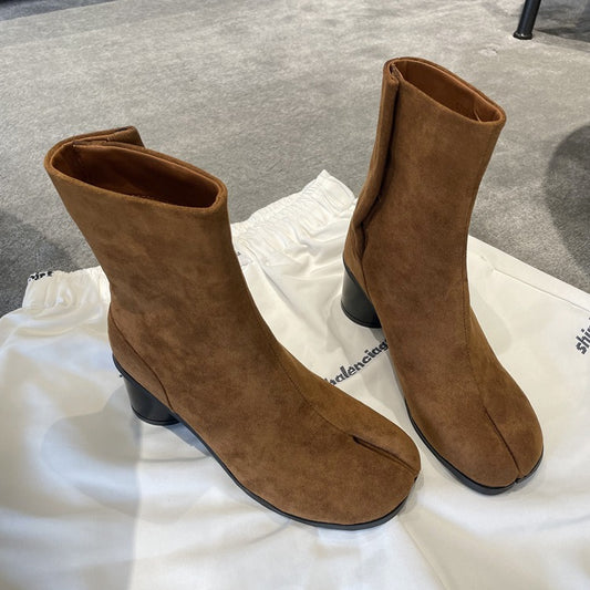 Niche Genuine Leather Split Toe Trotter Women's Shoes