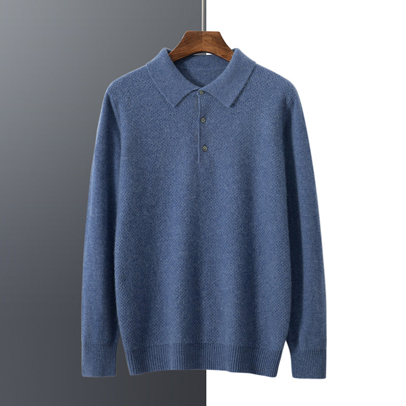 Polo Collar Men's Cashmere Shirt Collar Knitting