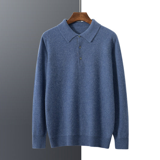 Polo Collar Men's Cashmere Shirt Collar Knitting