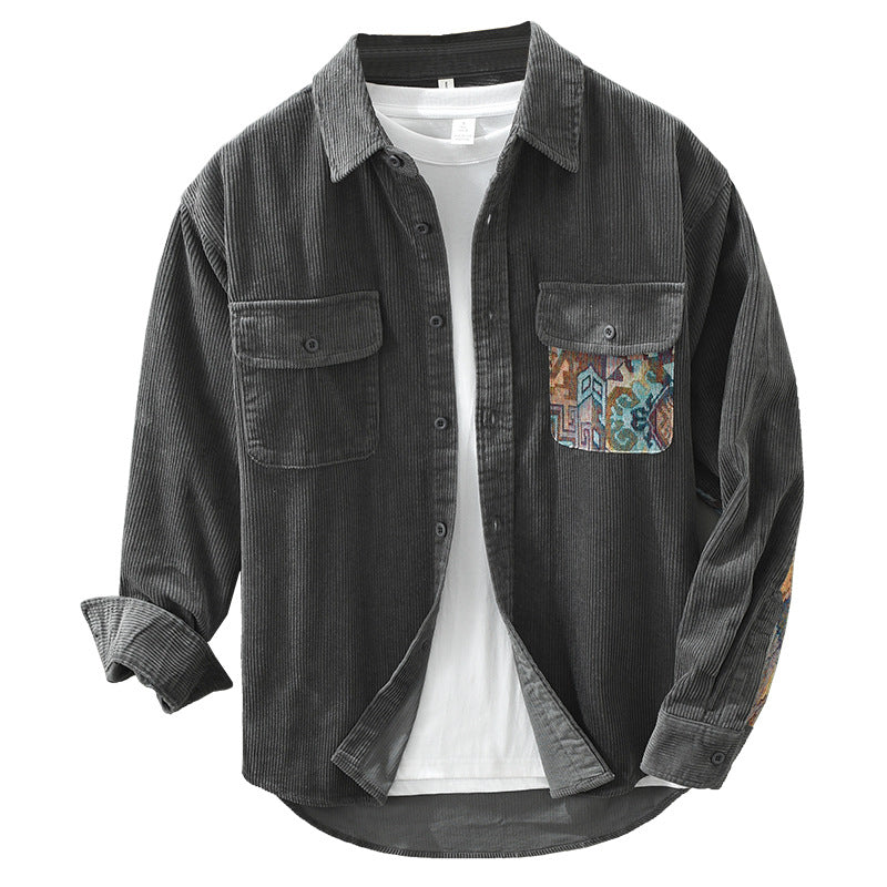 Japanese Vintage Long Sleeve Shirt Men's Fashion