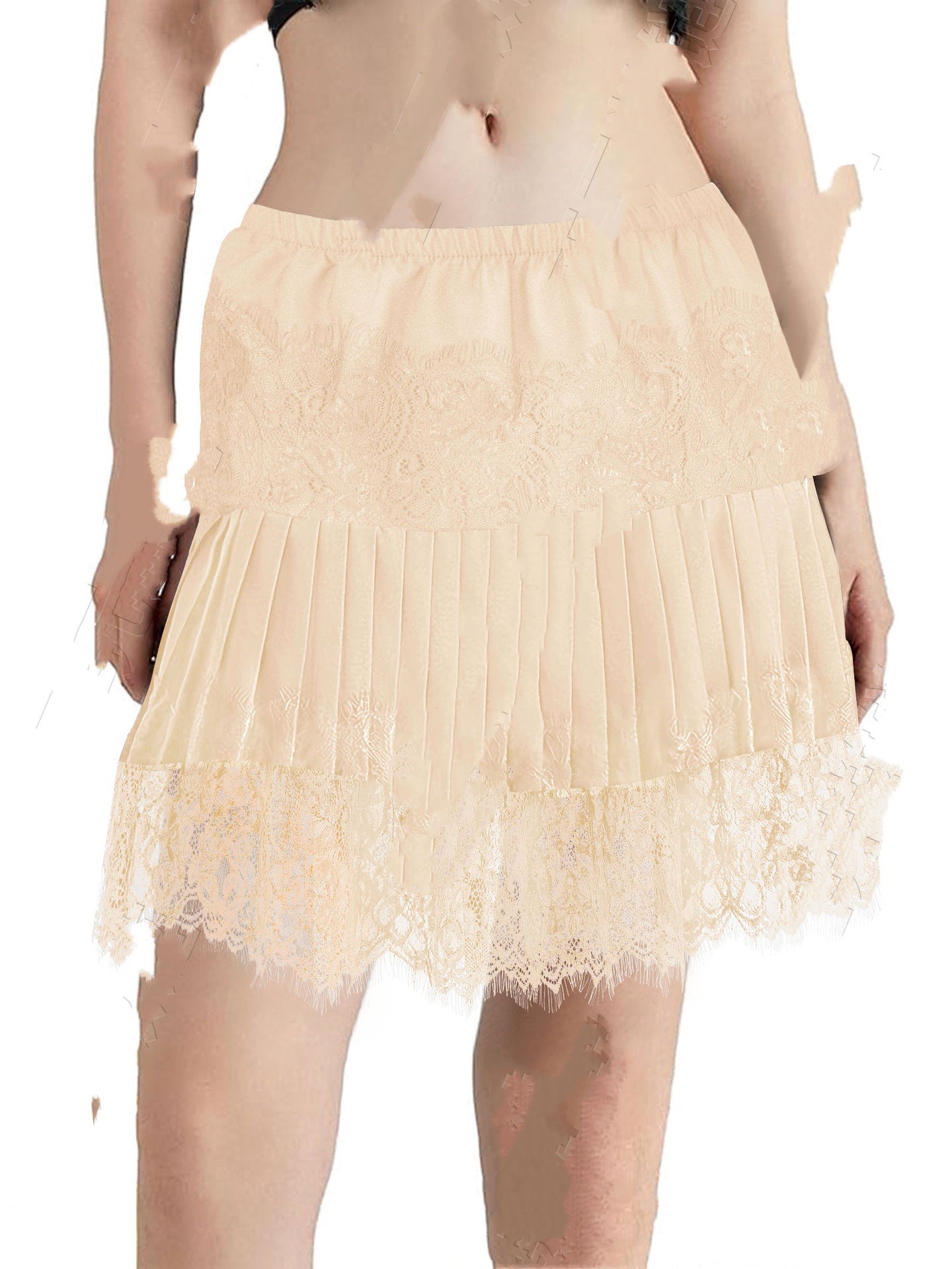 Y2K Ballet-style Basic Hem Lace Patchwork Low-waist Skirt
