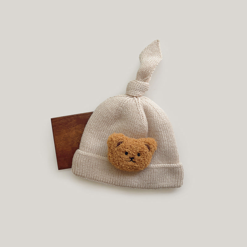 Cute Bear Plus Down Anti-cold Knitted Hat