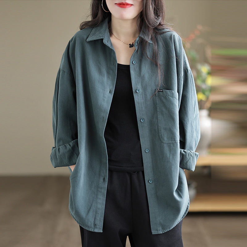 Womens Casual Loose-fitting Long-sleeve Blouse