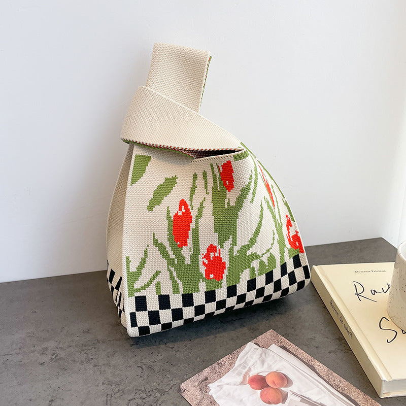 Cute Cartoon Wool Kitty Knitted Bag Women's Off-street Handbag