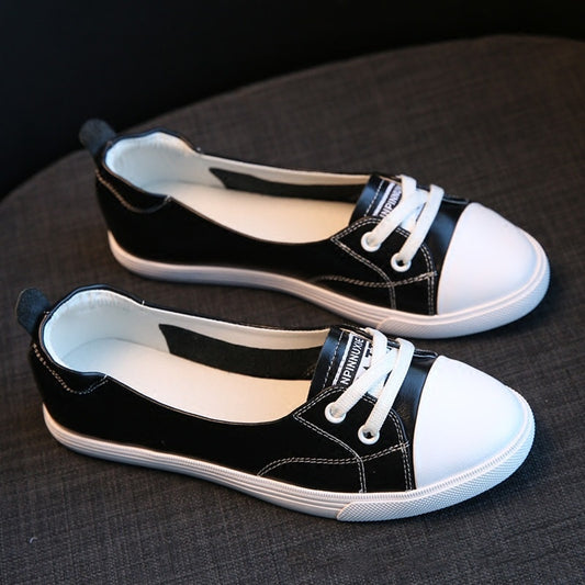 Leather White Shoes Women's Low-cut Flat Casual Shoes