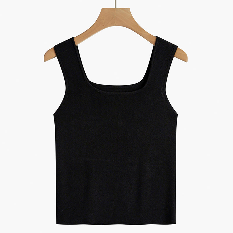 Square Neck Camisole Women's Suit With Sleeveless Short Top