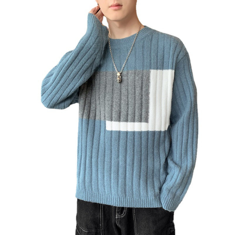 Strikket Sweater Herre Trendy Mærke Løs Varm Sweater