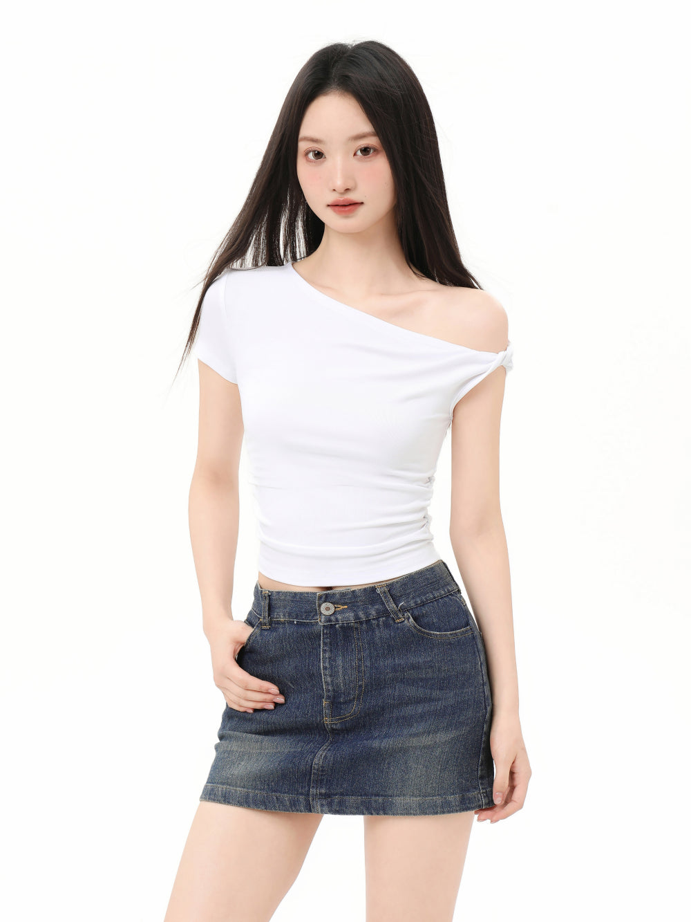 Short Off-shoulder Short-sleeved T-shirt Women's Off-shoulder Slim Short-sleeved Tops