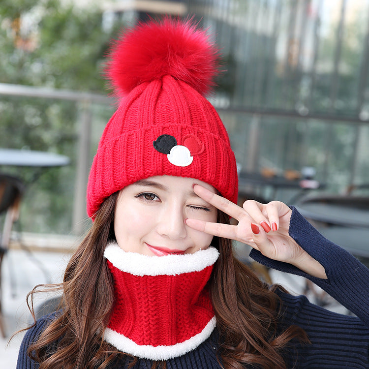 Women's Versatile Wool Ball Knitted Wool Hat Plush