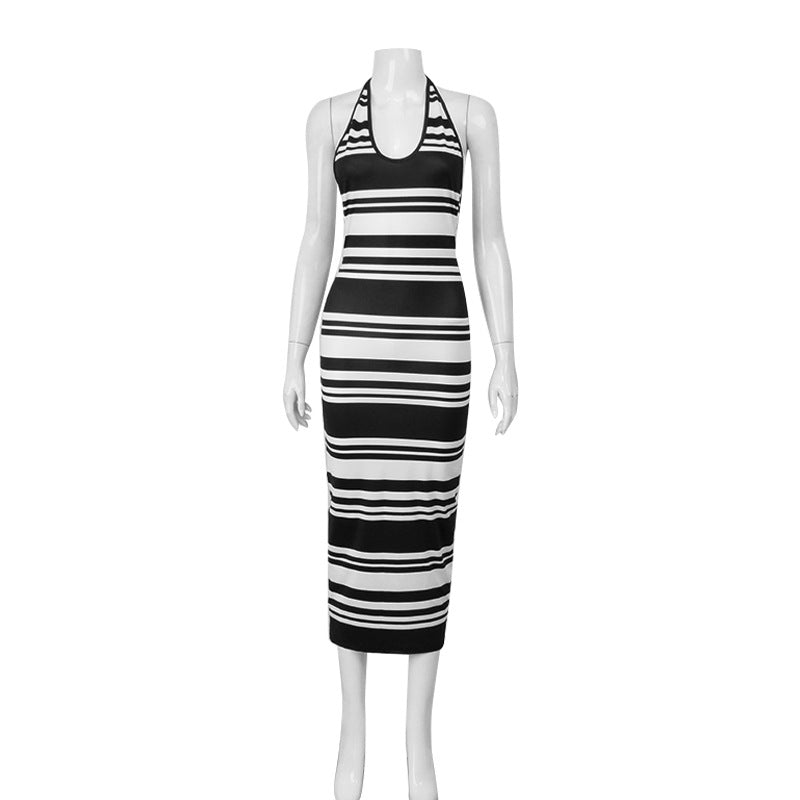Stylish Striped Color-block Bodycon Dress