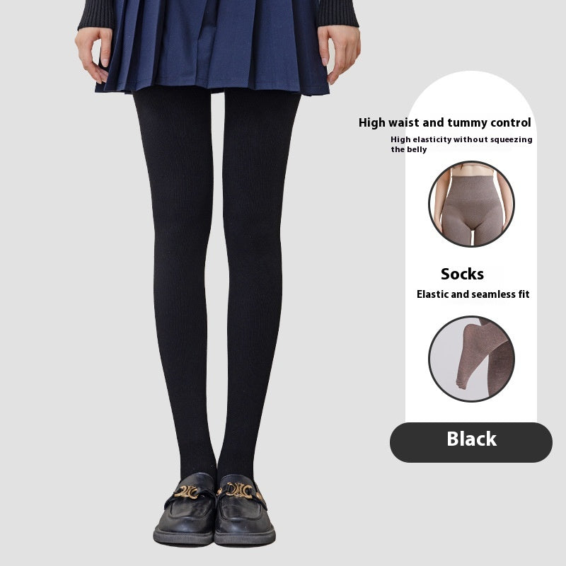 Vinter Højtaljede Leggings Med Strømpebukse-Mode Slanke Strømpebukser Varme Tynde Ben Bukser Dametøj
